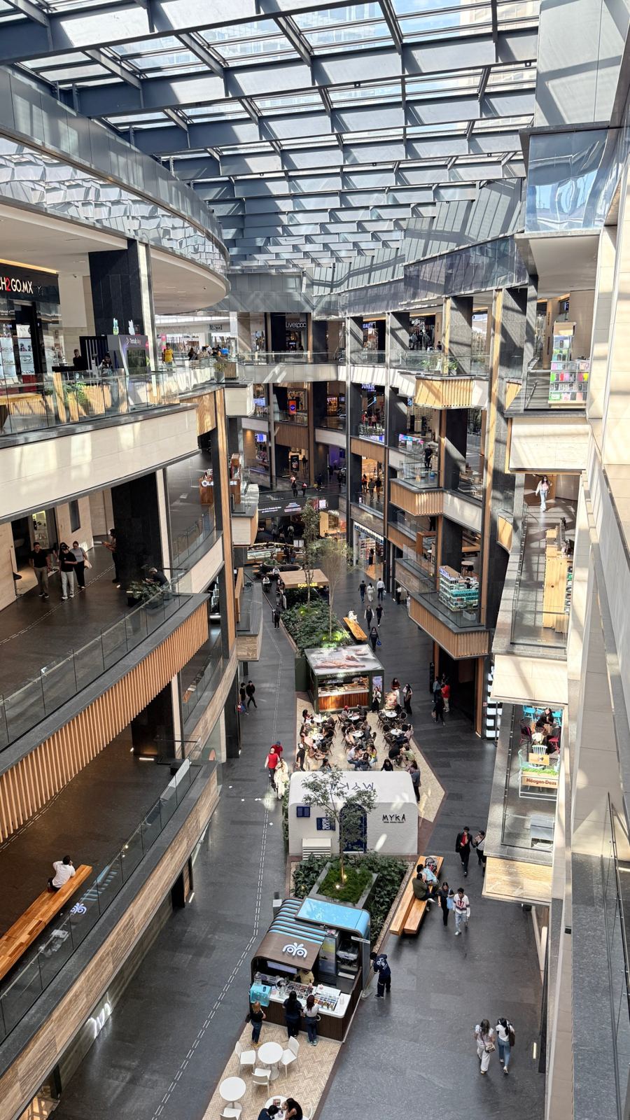 The atrium of Mítikah under its glass roof