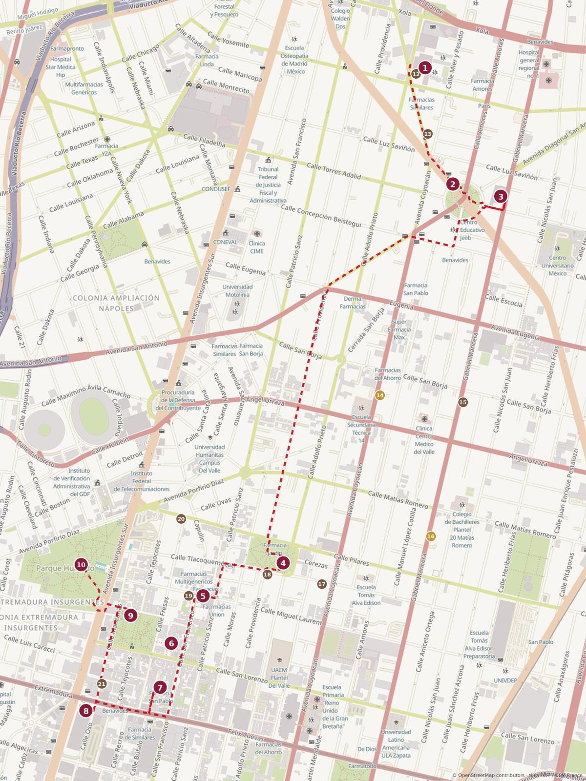 Del Valle on Foot map