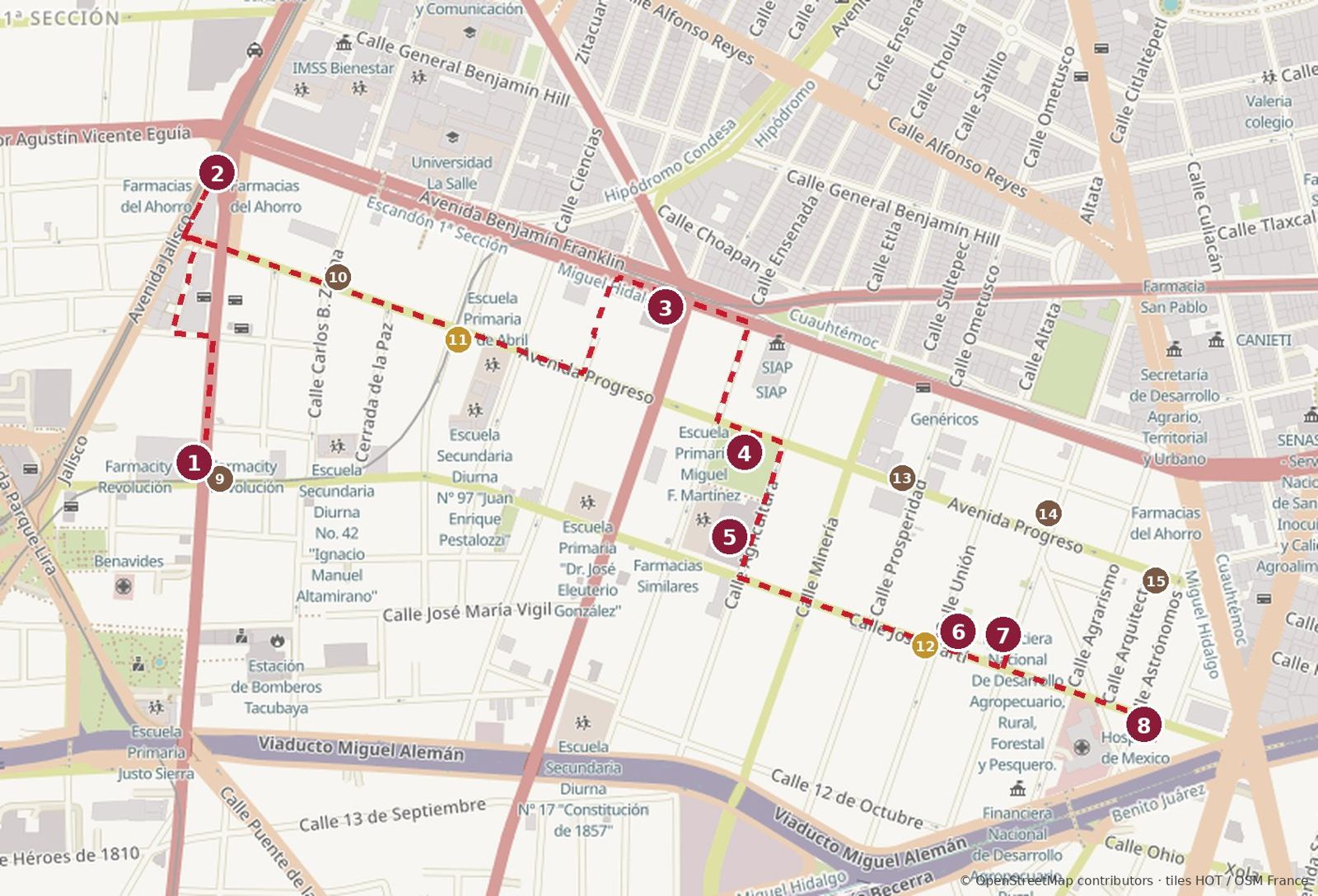 Escandón on Foot map
