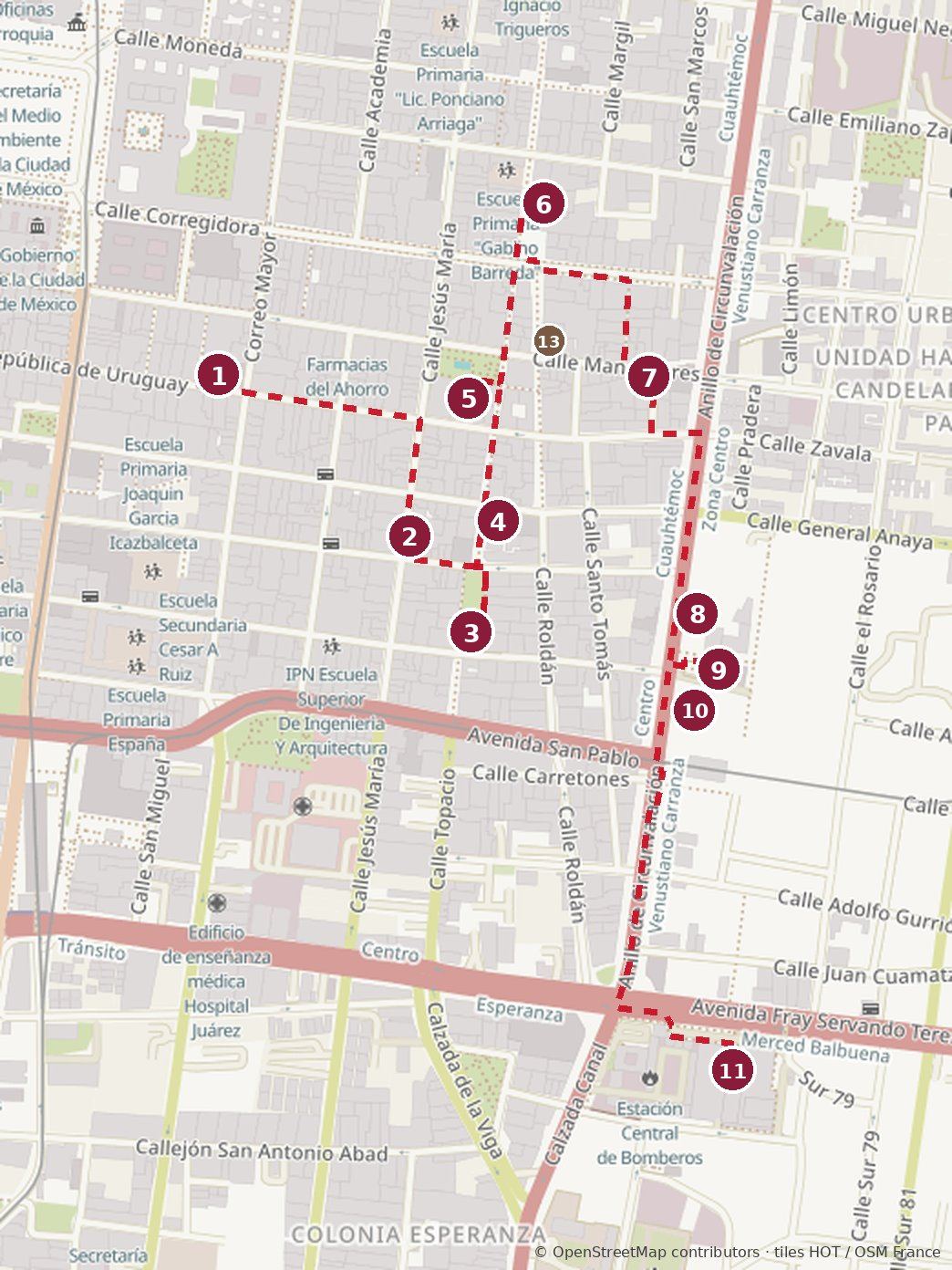 La Merced on Foot map