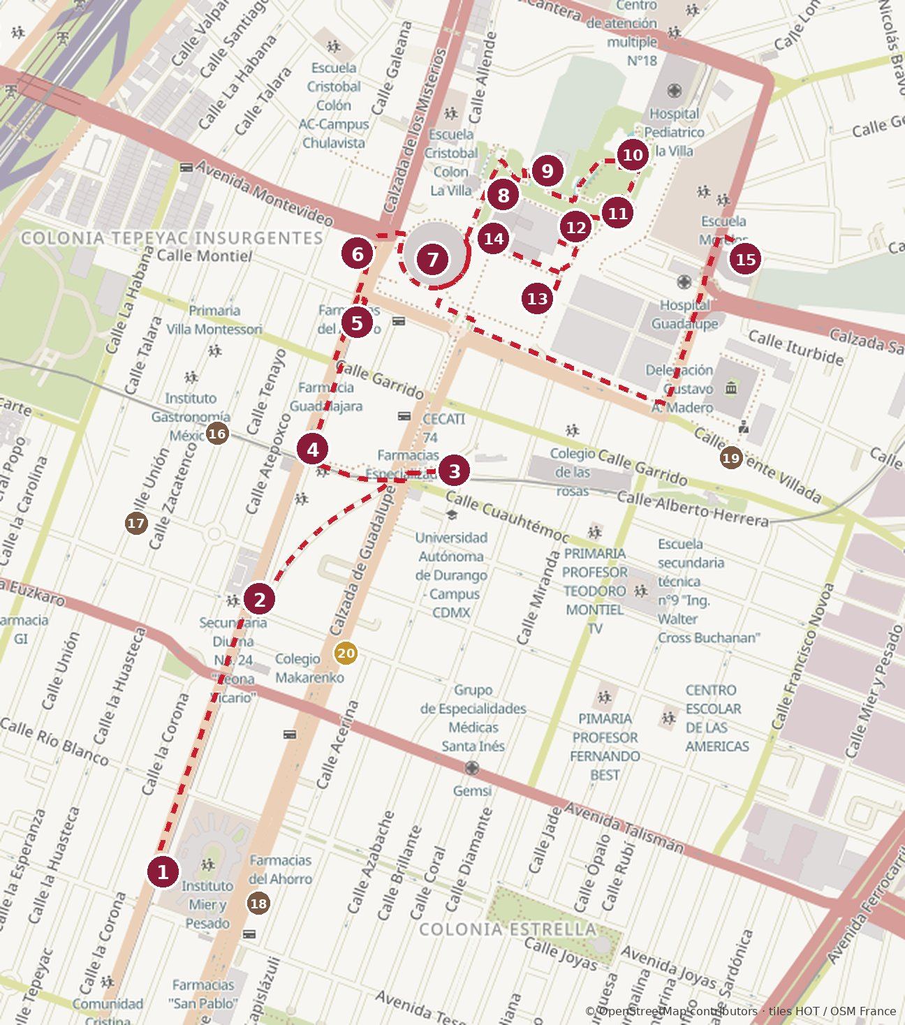 La Villa on Foot map