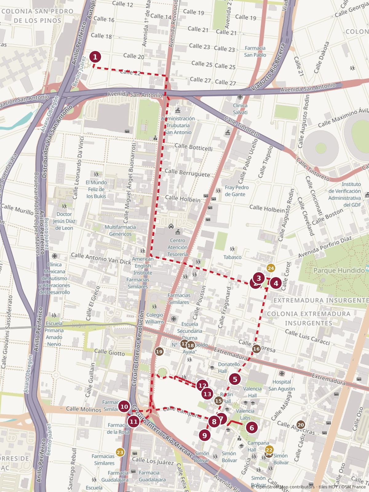 Mixcoac on Foot map