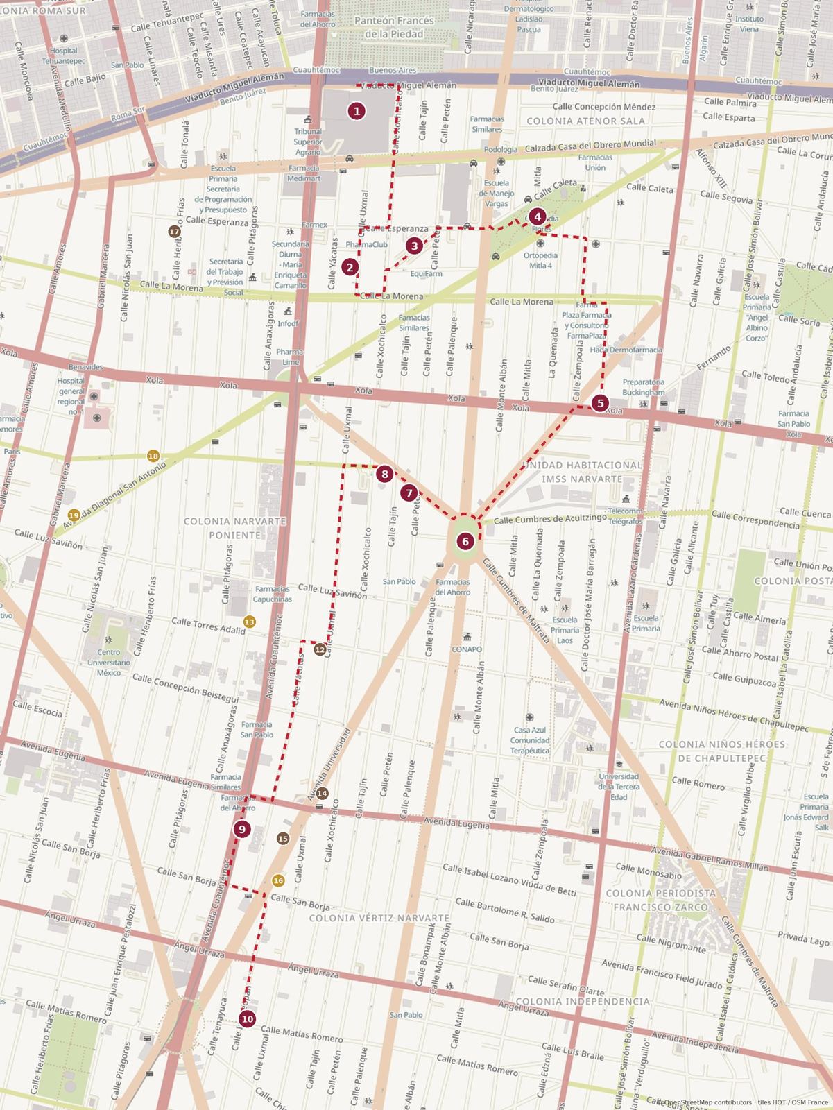 Narvarte on Foot map