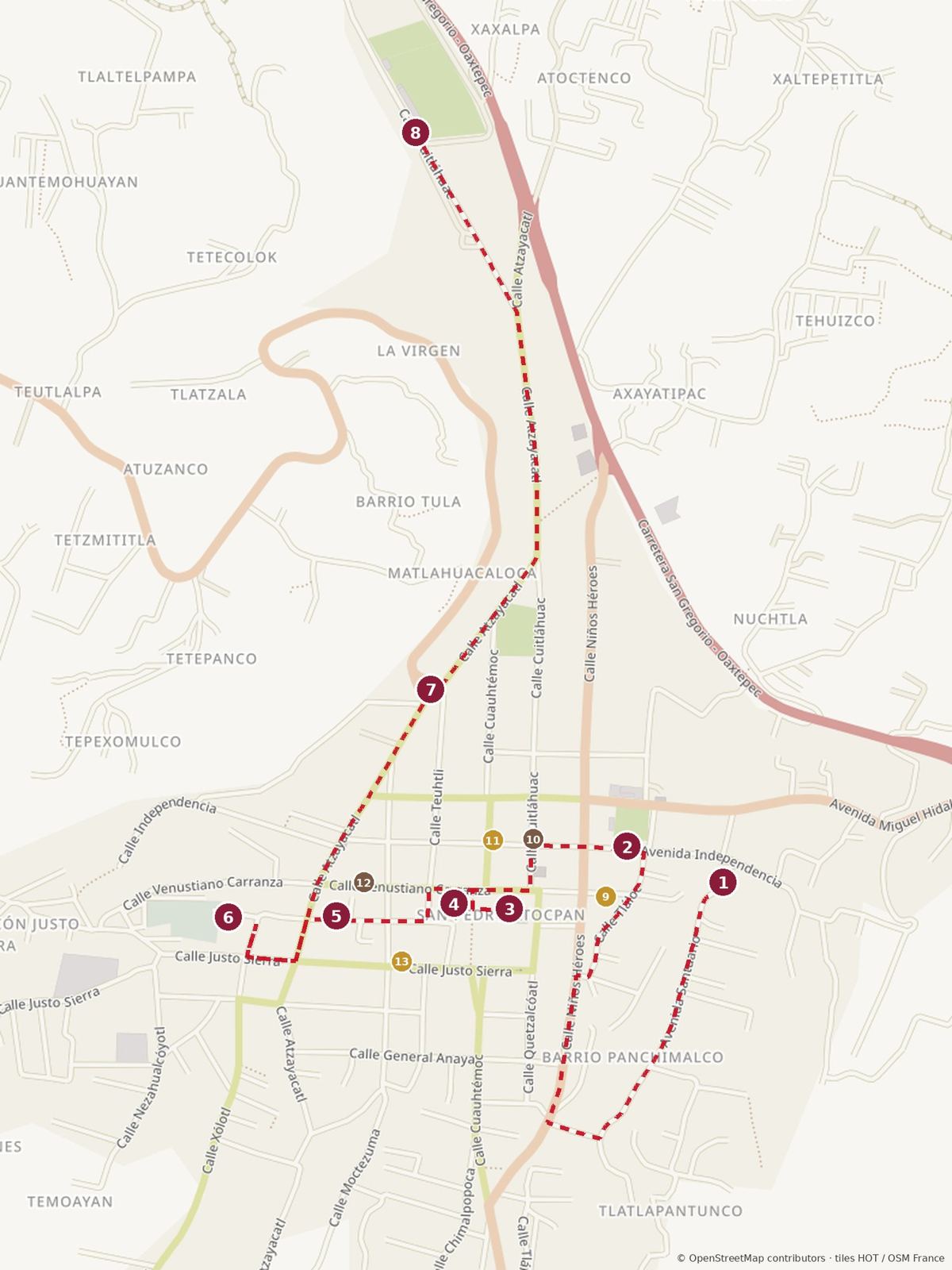 San Pedro Atocpan on Foot map