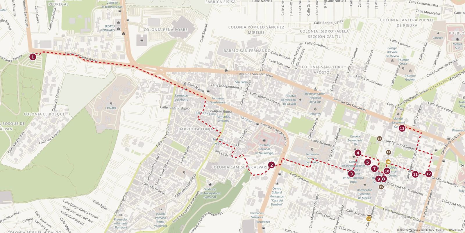 Tlalpan Centro on Foot map